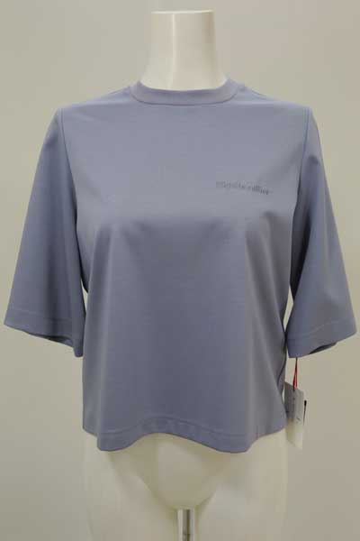春夏値下げ【ディニテコリエ/晩夏初秋/80255313/30%OFF】綿天竺光沢リブ丸首Ｔシャツ左胸ロゴ刺繍５分袖/sps/5i56b161xx Dignite collier 春夏値下げ【ディニテコリエ/晩夏初秋/80255313