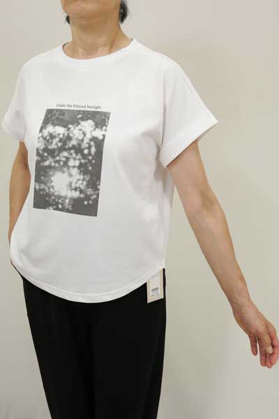 春夏値下げ【ディニテコリエ/80255340/30%OFF】綿天竺丸首木漏れ日プリントリラックスＴシャツラウンドヘム＆バックスリットフレンチスリーブ/sps/5i56b161xx