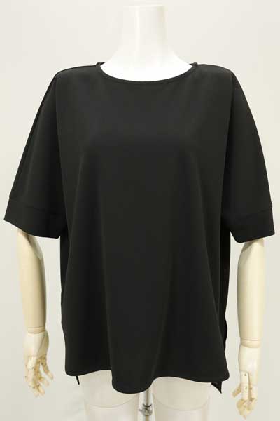 春夏値下げ【ディニテコリエ/定番/80255421/20%OFF】ポリカットジョーゼット丸首リラックスコクーン後裾シフォン切替ドルマン５分袖/spt/sps/9i51b161xx