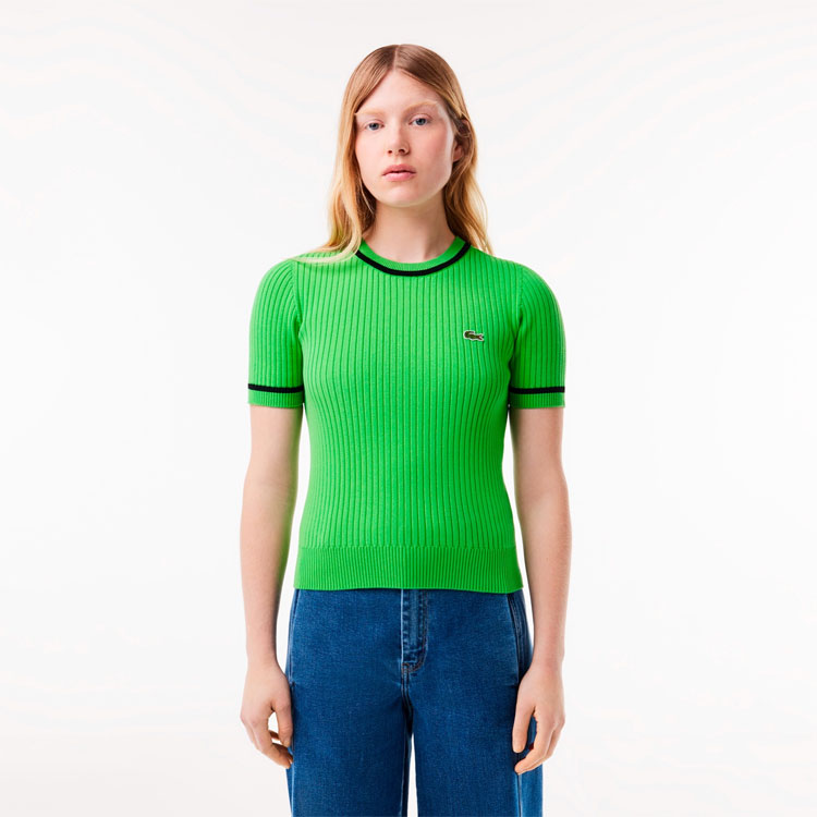 ラコステ 3Dニット Tシャツ LACOSTE AF6946-10 レディース 半袖 LACOSTE クリアランスセール ラコステ 半袖 3DニットTシャツ