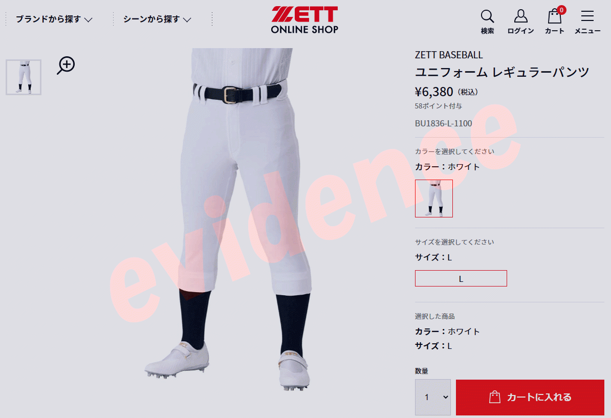 ZETT(ゼット) 野球 ユニフォーム レギュラーパンツ BU1836-1100 