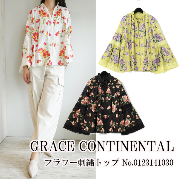 40％OFF!!,SALE セール 0123141030,フラワー刺繍トップ,GRACE