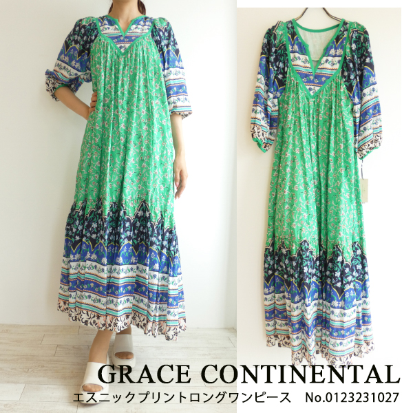 セール SALE,0123231027,エスニックプリントロングワンピース ,GRACE