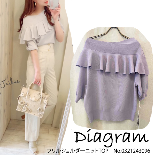 SALE セール 0321243096 Diagram フリルショルダーニットTOP GRACE