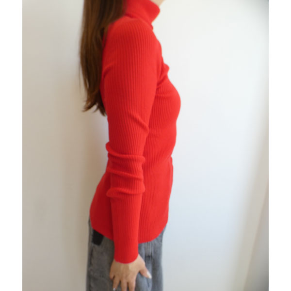 良品 24AW GALERIE VIE ギャルリーヴィー タートルネックプルオーバー リブニット セーター 23-02-44-02109 F レッド レディース 古着 中古 GALERIE VIE - 良品 24AW GALERIE VIE ギャルリーヴィー