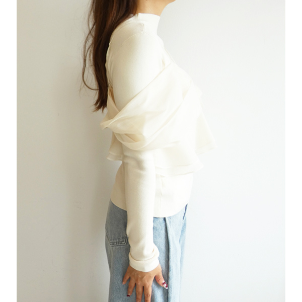 FRAY I.D - セルフォード　ドットリボントップス アシンメトリーソフトポンチトップス(カットソー)｜TOPS