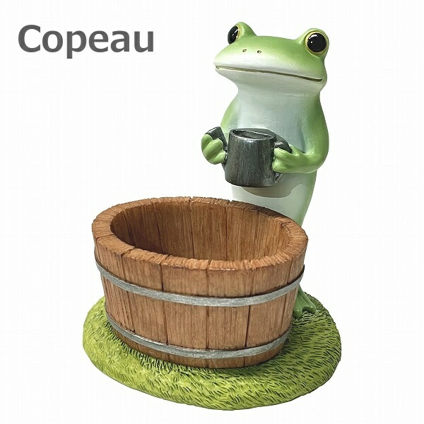 Copeau コポー 木桶の小物入れ 73450 木桶 小物入れ 雑貨 小物 オブジェ カエル 置き物 置物 オブジェ 蛙 フロッグ FROG  ガーデン雑貨