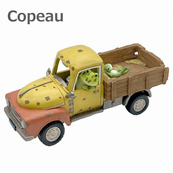 【新品】カエルのコポー　コポタロウ　ツノ親分のトラックドライブ　コポーヴィレッジ 時間＆先着クーポン カエルの置物 カエル 置物 ツノの親分