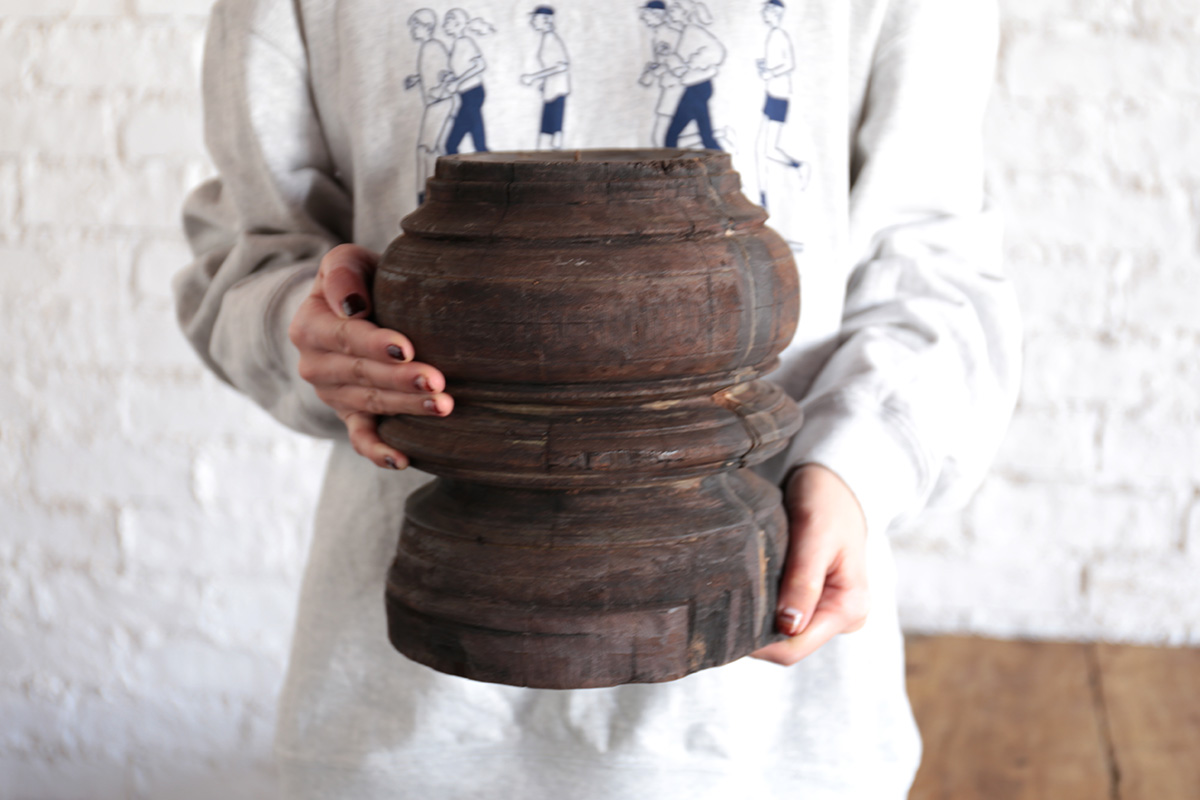 VINTAGE WOODEN CANDLE STAND