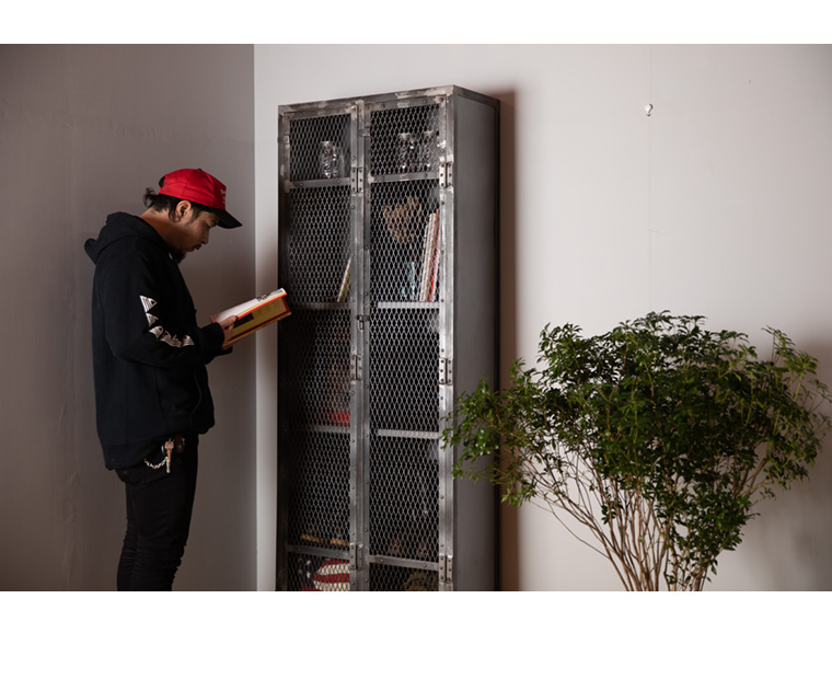 2ドアーメッシュロッカー / チェスト キャビネット スチール アイアン