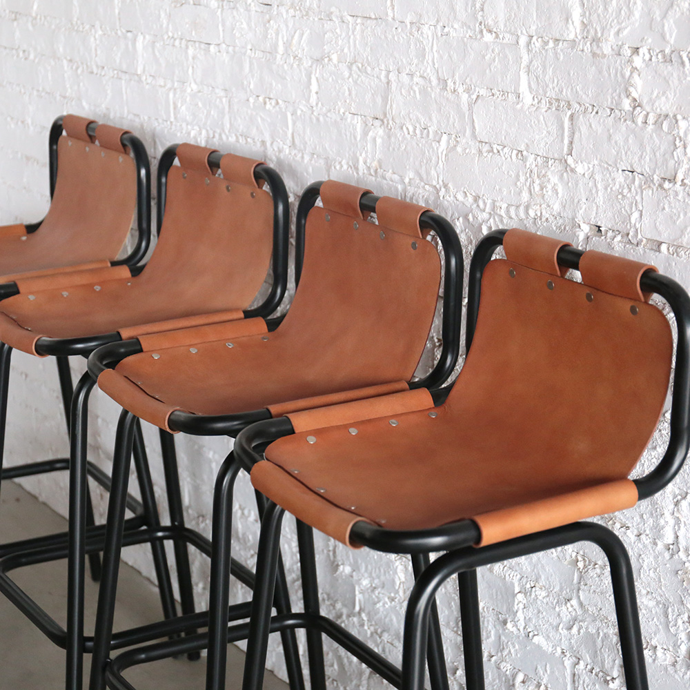 椅子 Vintage Bar chair カウンターチェア インダストリアル レザー ブラウン アイアン 椅子