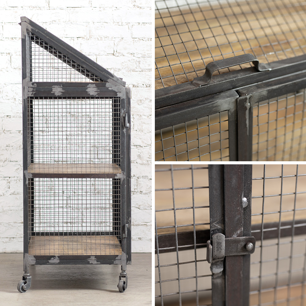 アイアン メッシュ キャビネット ショーケース シェルフ シルバー