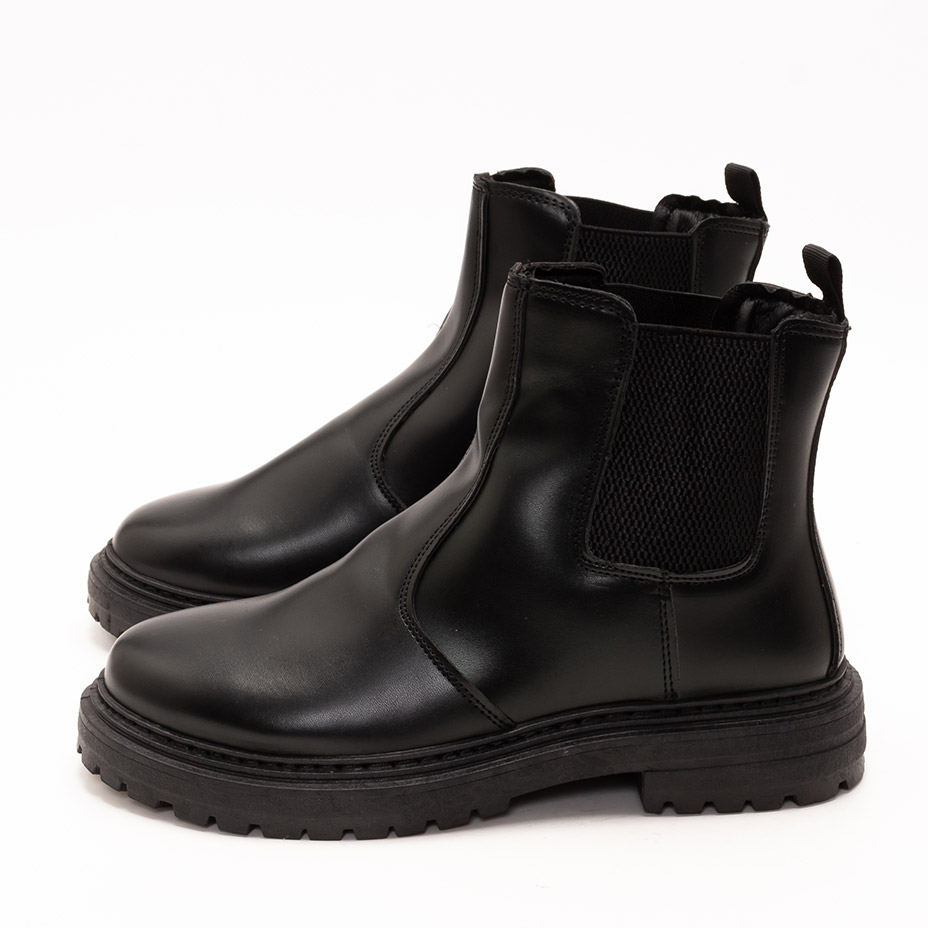 chico ブラック サイドゴアブーツ 合成皮革 SVEC（シュベック） サイドゴアブーツ メンズ ブーツ 2025 トレンド 40