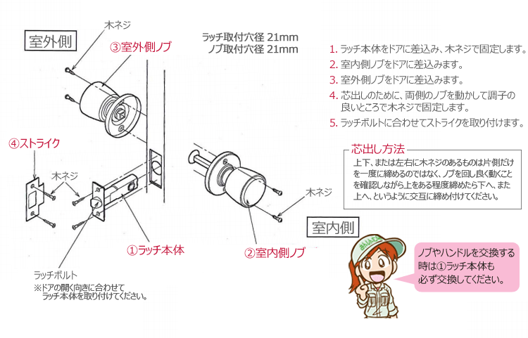 川口技研 ハイス空錠 バックセット60mm 対応扉厚 30〜45mm 関連画像4