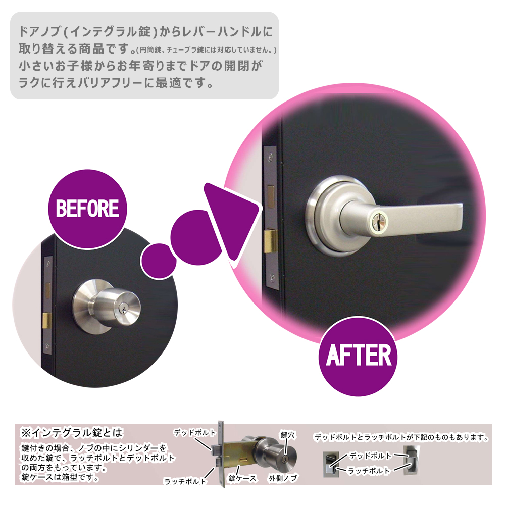 AGENT 取替用 レバーハンドル LS-200 ツースピンドルタイプ ディンプル 