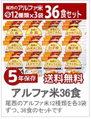 尾西のアルファ米36食セット