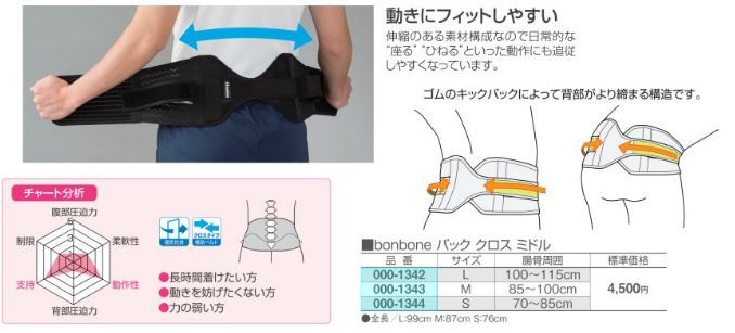 バック クロス ミドル （軽中度用）S・M・Lサイズ ダイヤ 腰痛ベルト