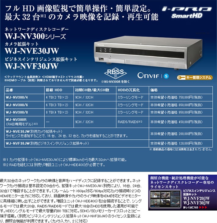 WJ-NV300/6 パナソニック Panasonic ネットワークディスクレコーダー