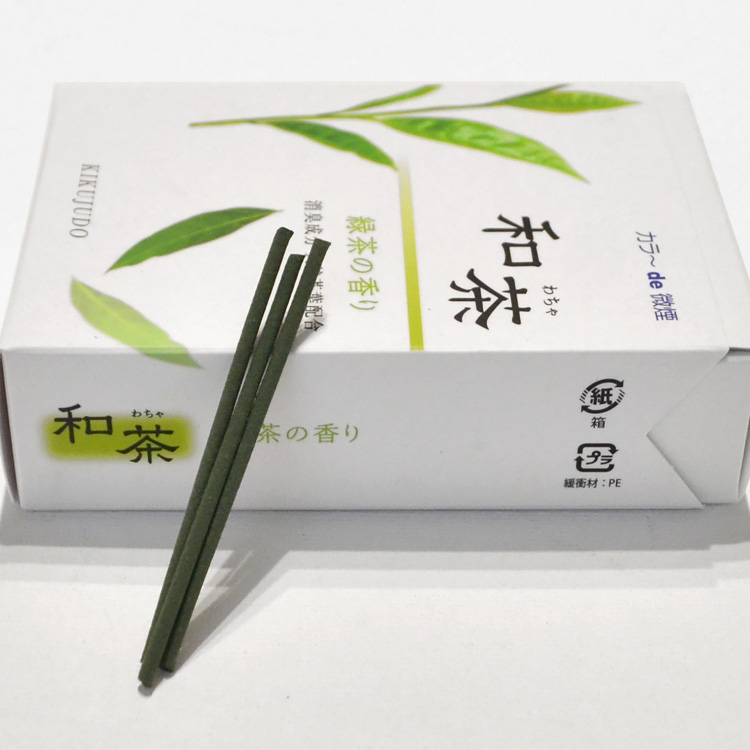 和茶「わちゃ」超ミニ寸天然茶葉配合【菊寿堂】【お線香】【アロマ】【室内香】【緑茶】【消臭成分配合】【カテキン】【御供】【進物】【お彼岸】【お悔み】【仏壇】【ギフト】【贈答】【白檀湯】