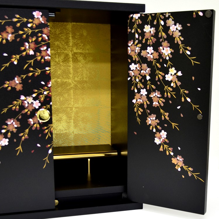 小型仏壇 仏壇 仏具のみ 引膳付き 蒔絵仏壇 舞桜 引膳付 日本製