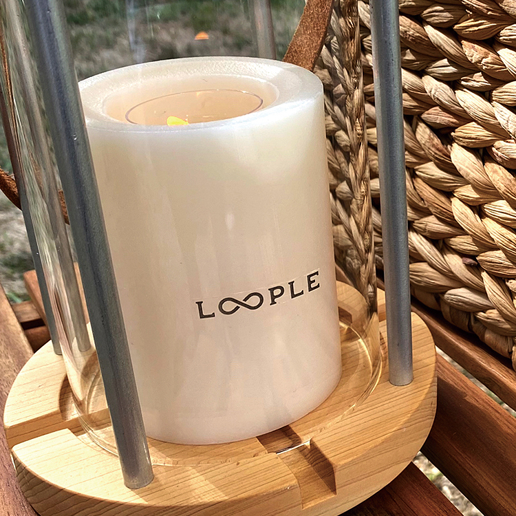 キャンドルランタン「ウッド」L［ランタン用キャンドル4個入り］【ループルシリーズ】【ペガサスキャンドル】ランタン アウトドア ナチュラル カップキャンドル チル ウッド レザーハンドル 吊り下げ コンパクト キャンプ リビング ベランピング 癒し