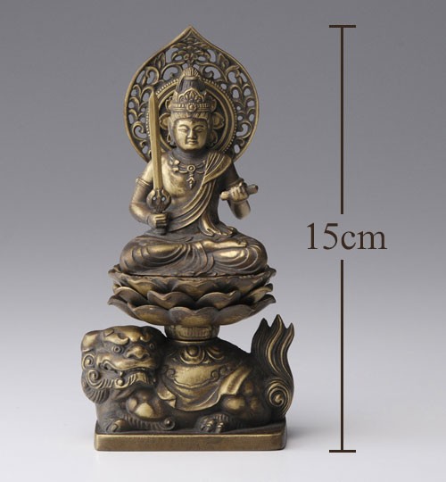 仏像 高岡銅器 本格金属 仏像 文殊菩薩 15cm うさぎ年生まれのお
