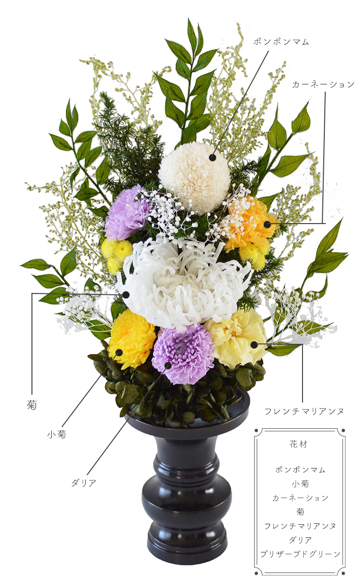 特選仏花　花瓶付き　蓮の花　造花無し　一対　プリザーブドフラワー 特選仏花 花瓶付き 蓮の花 造花無し 一対 プリザーブドフラワー