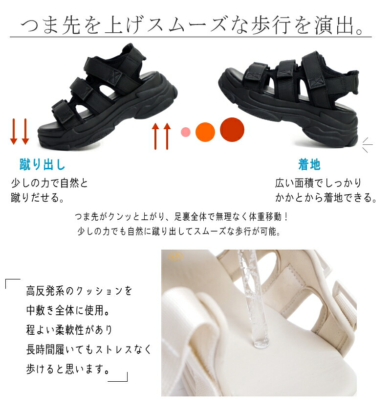 50%OFF スポーツサンダル レディース 厚底 フラットソール