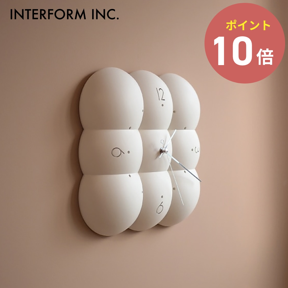 INTERFORM 掛け時計 Muffy ムフィ ウォールクロック インターフォルム CL-4426 掛時計 壁時計 連続秒針 単三電池 ポストモダン モコモコ ユニーク | INTERFORM