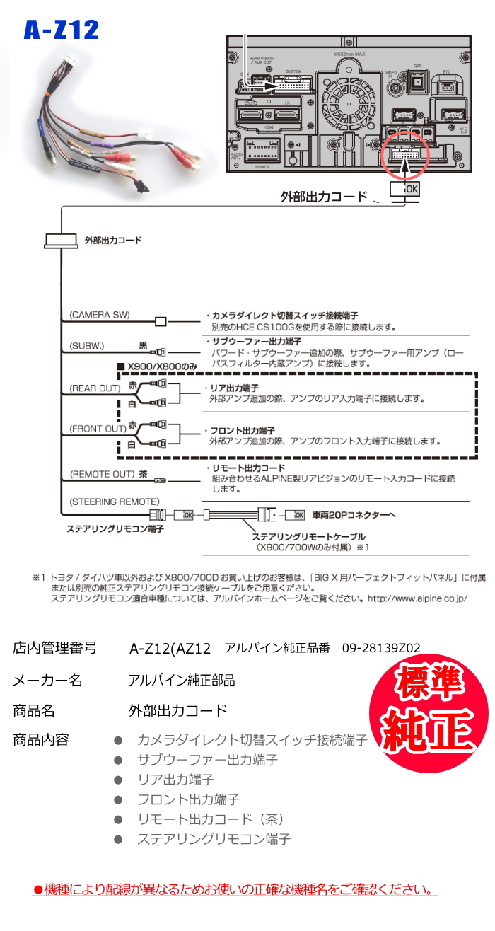 ALPINE（アルパイン） EX800 / EX900 / EX1000 純正部品 音声・サブ