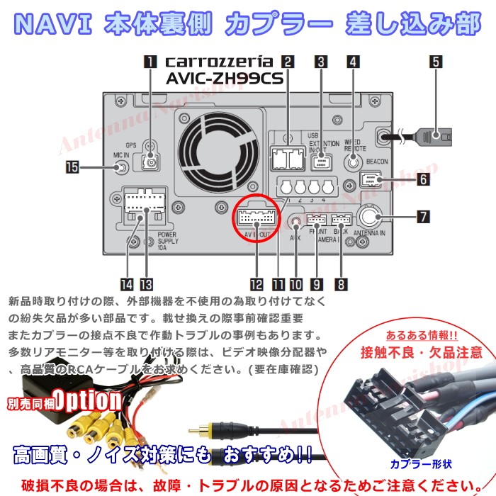 カロッツェリア パイオニア AVIC-ZH99CS 純正品 RCA入出力ケーブル