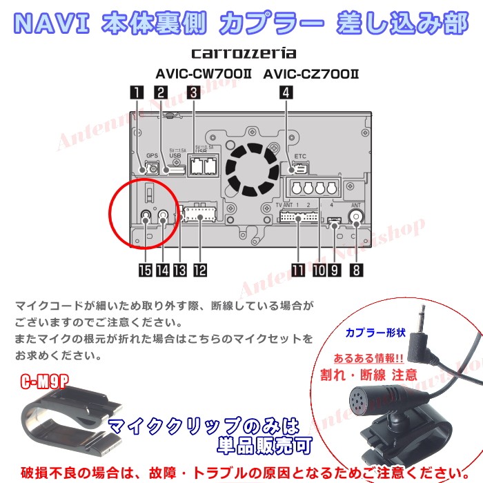 Pioneer carrozzeria AVIC-CZ700II 本体 配線一式 カロッツェリア パイオニア AVIC-CZ700II 純正品 ハンズフリー 音声