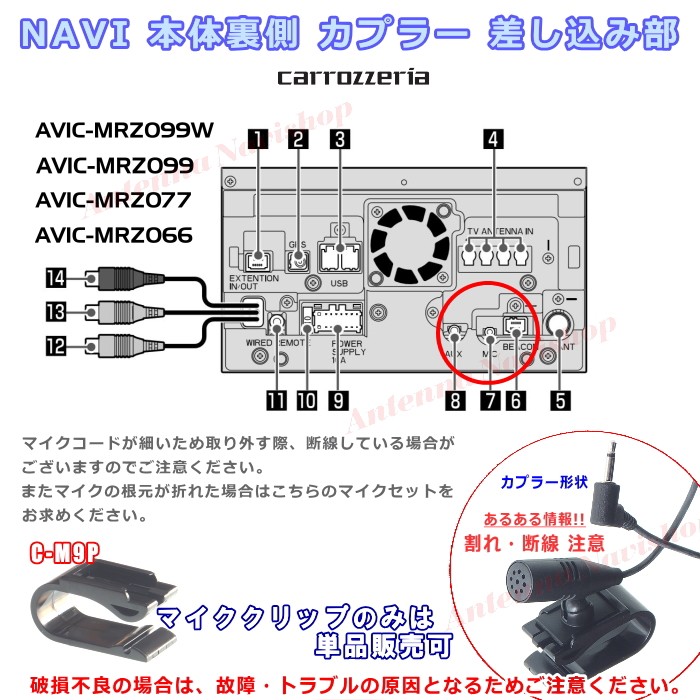 パイオニア カロッツェリア AVIC-MRZ066 純正品 ハンズフリー 音声認識 