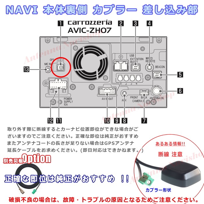 カロッツェリア パイオニア AVIC-ZH07 純正品 GPS アンテナ 新品 (G11