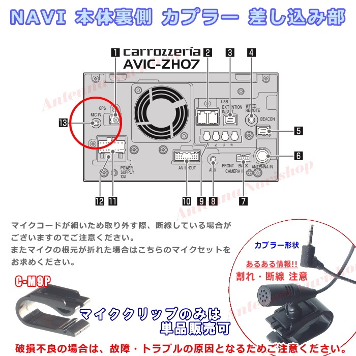 カロッツェリア パイオニア AVIC-ZH07 純正品 ハンズフリー 音声