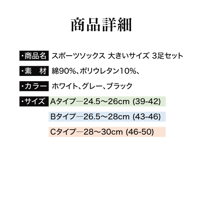 大きい メンズ ソックス ビッグ サイズ メンズ フットカバー ソックス くるぶし メッシュ 靴下 メンズ 綿 靴下 くるぶし コットン 3足セット｜anthurium｜05