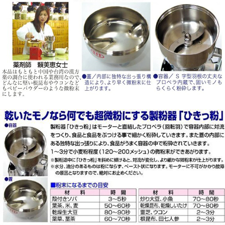 正規店 製粉機 ひきっ粉 1000cc 予備替刃1セット付 業務用 家庭用 米粉