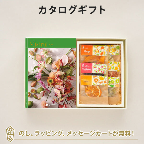 カタログギフト 香典返し 結婚内祝い 出産内祝い 内祝い お返し Mistral(ミストラル)＜Byron(バイロン)＞＋ホシフルーツ / 太陽のドライフルーツ6種(7袋入)