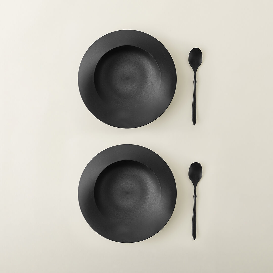 食器 食器セット ARAS カレーセット 深皿 スクープ ブラック×2 カレースプーン×2 エイラス 割れにくい プレート 日本製 国産 漂白剤 食洗器使用可能