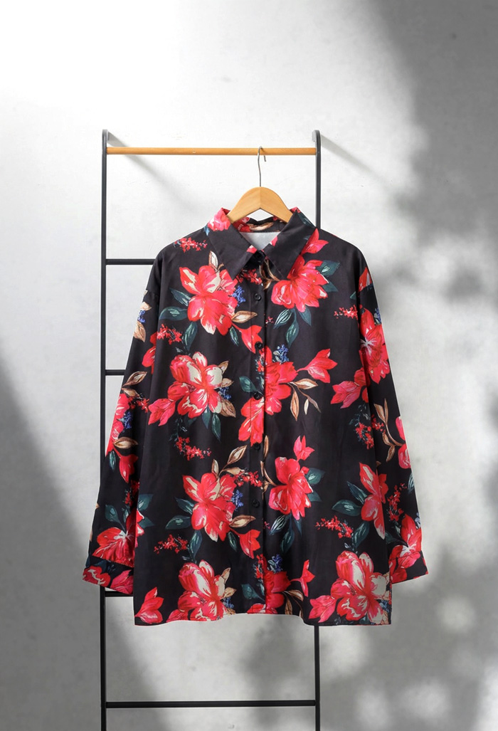 antiqua（アンティカ） 花柄 レトロ シャツ レディース 長袖 羽織り 