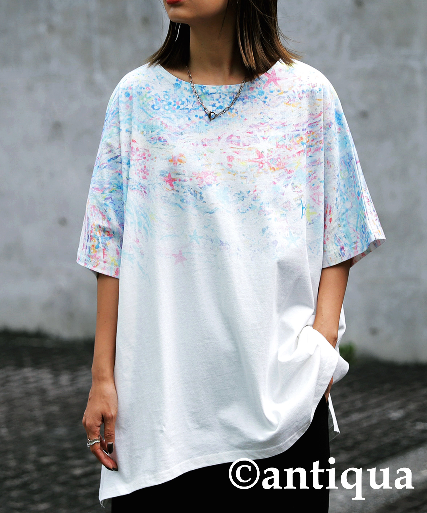 antiqua（アンティカ） bimako×ANTIQUA アートプリントTシャツ