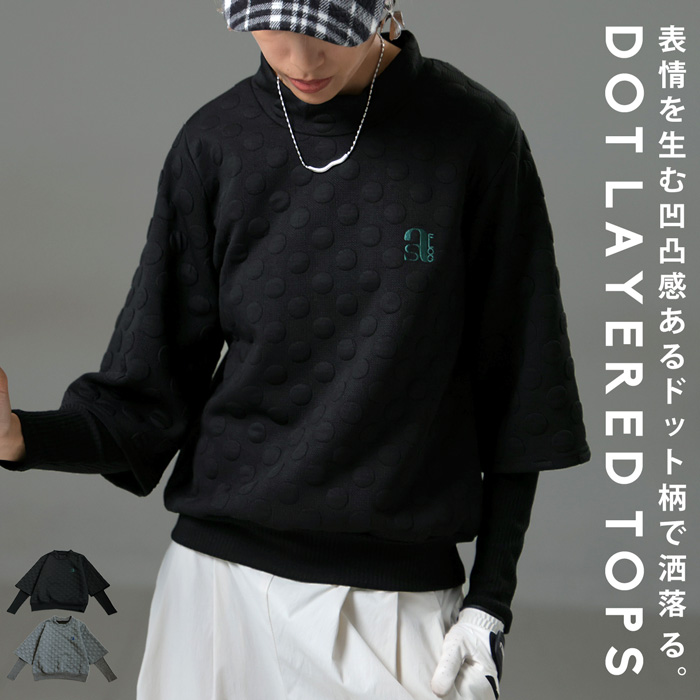 antiqua GOLF × STCH エンボスジャガードトップス LXL antiqua（アンティカ） ANTIQUA GOLF×STCH トップス レディース 送料