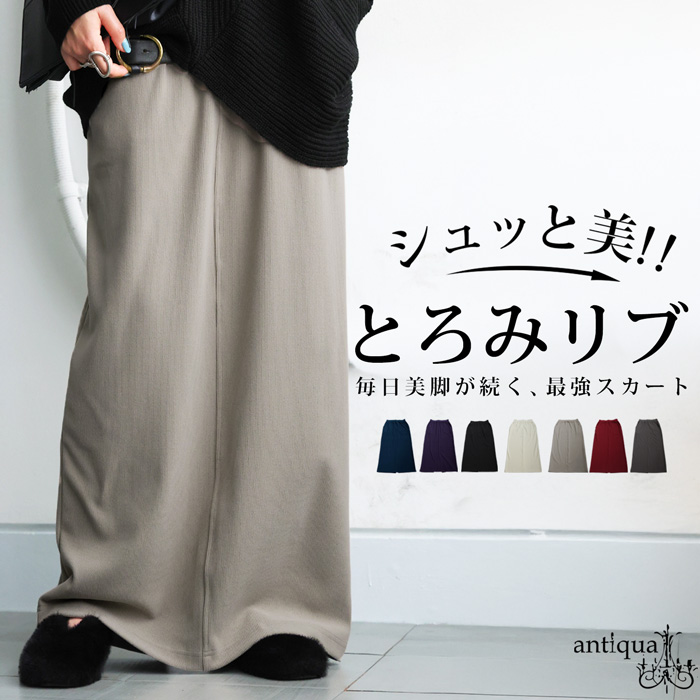 シュッと美 ロングスカート レディース ボトムス 送料無料・再入荷 メール便不可 | antiqua | 01