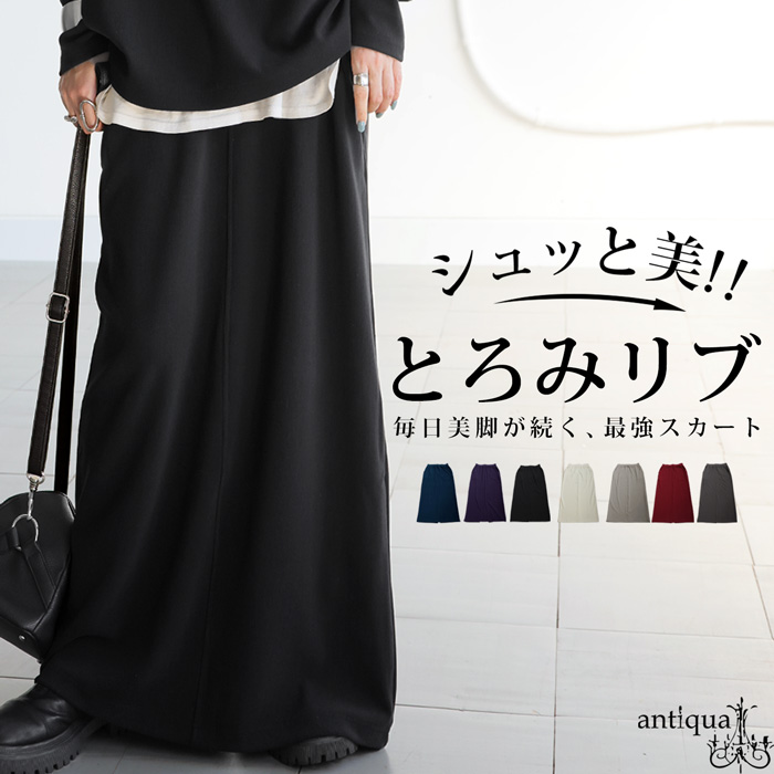 シュッと美 ロングスカート レディース ボトムス 送料無料・再入荷 メール便不可 | antiqua | 02