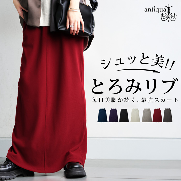 シュッと美 ロングスカート レディース ボトムス 送料無料・再入荷 メール便不可 | antiqua | 03