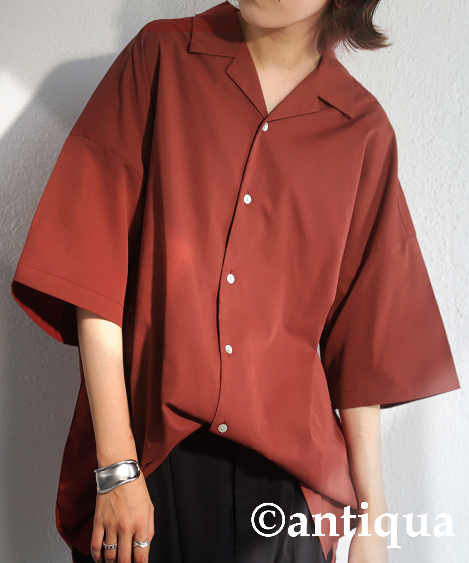 antiqua（アンティカ） 開襟シャツ シャツ レディース トップス 半袖