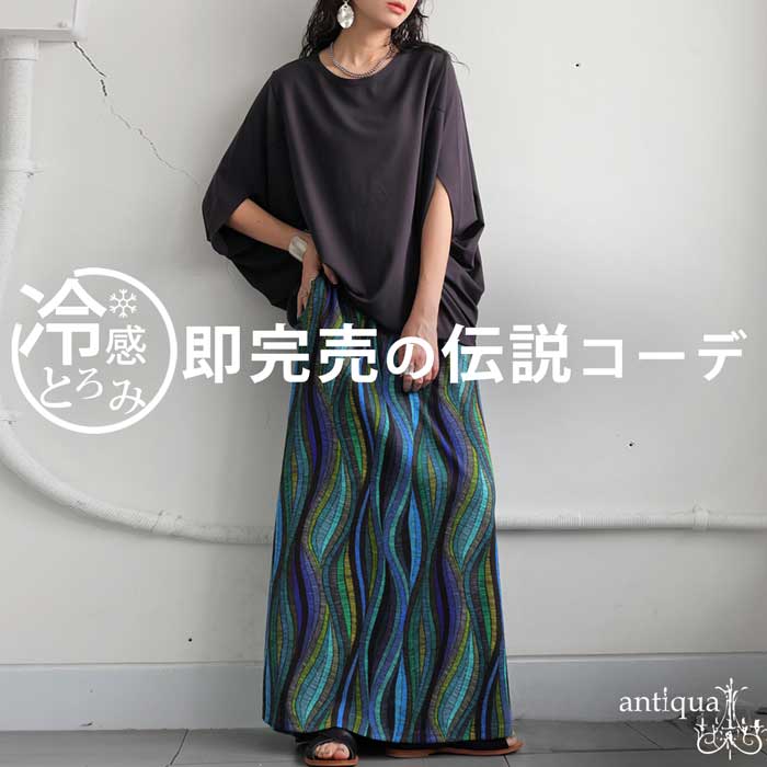 コーデセット ドルマントップス 柄スカート レディース 送料無料・5月9日10時〜再販。メール便不可 | antiqua | 03