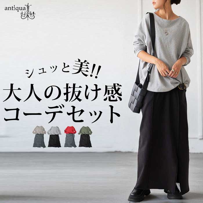 コーデセット シュッと美トップス 裏毛スカート 送料無料・メール便不可 | antiqua | 01