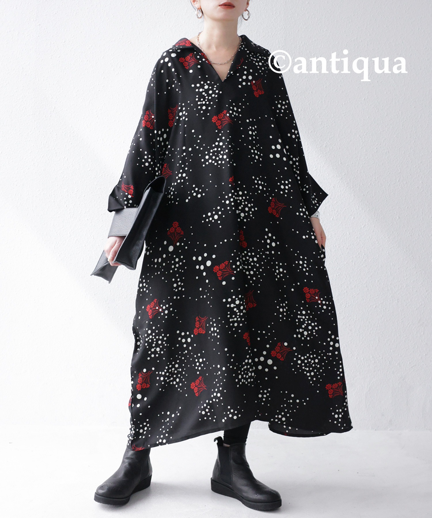 antiqua ドットワンピース ワンピース レディース ロング 送料