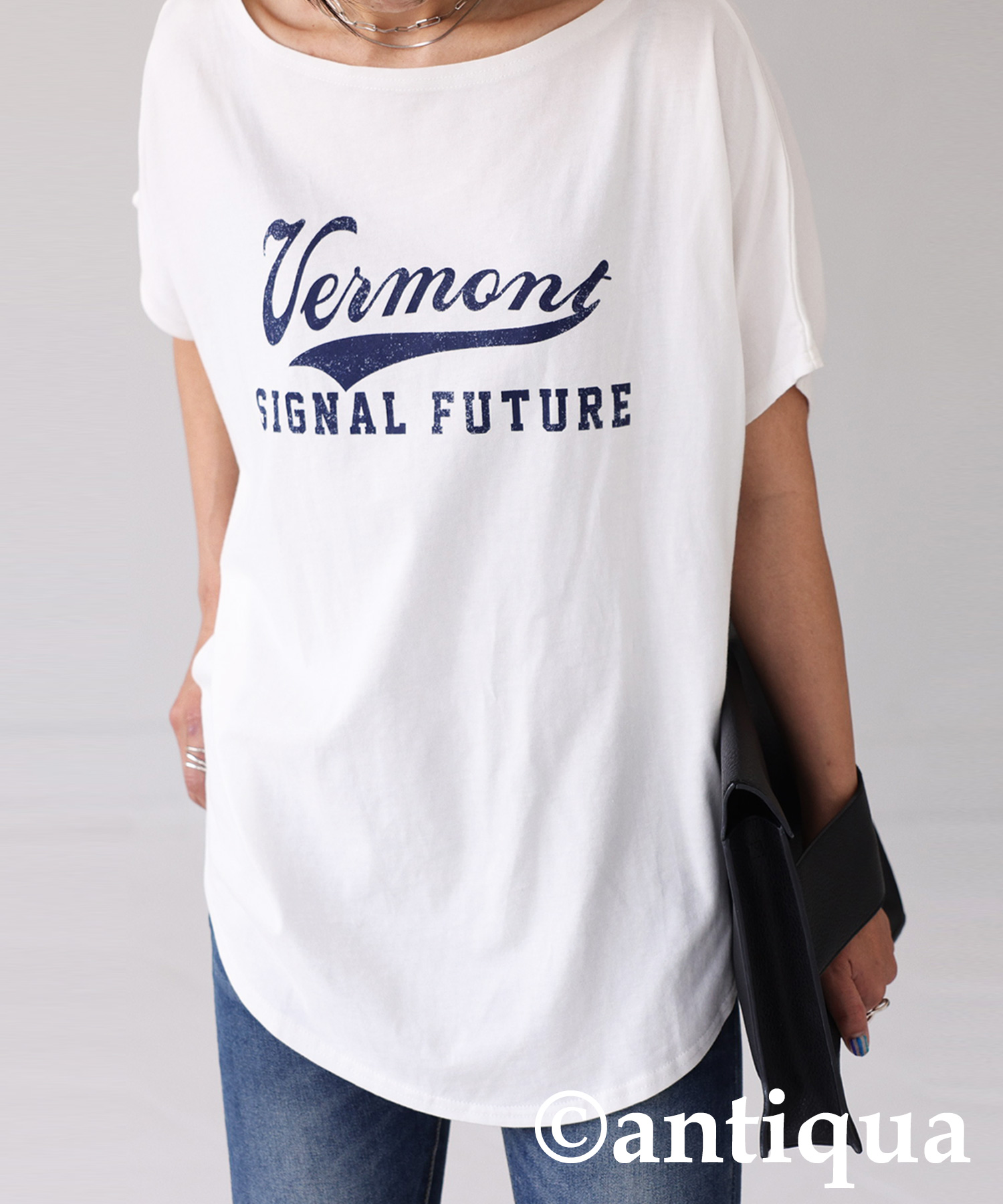antiqua カレッジロゴ風 ドルマンT Tシャツ レディース ボート